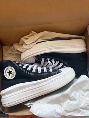 Converse Black and White High-Top Platform Sneakers